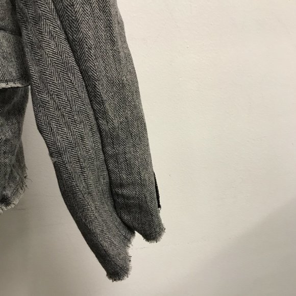 Yo! Japan black wool herringbone fray edge blazer jacket 10 - Picture 9 of 14